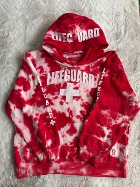 Lifeguard Red Tie-Dye Hoodie for Kids